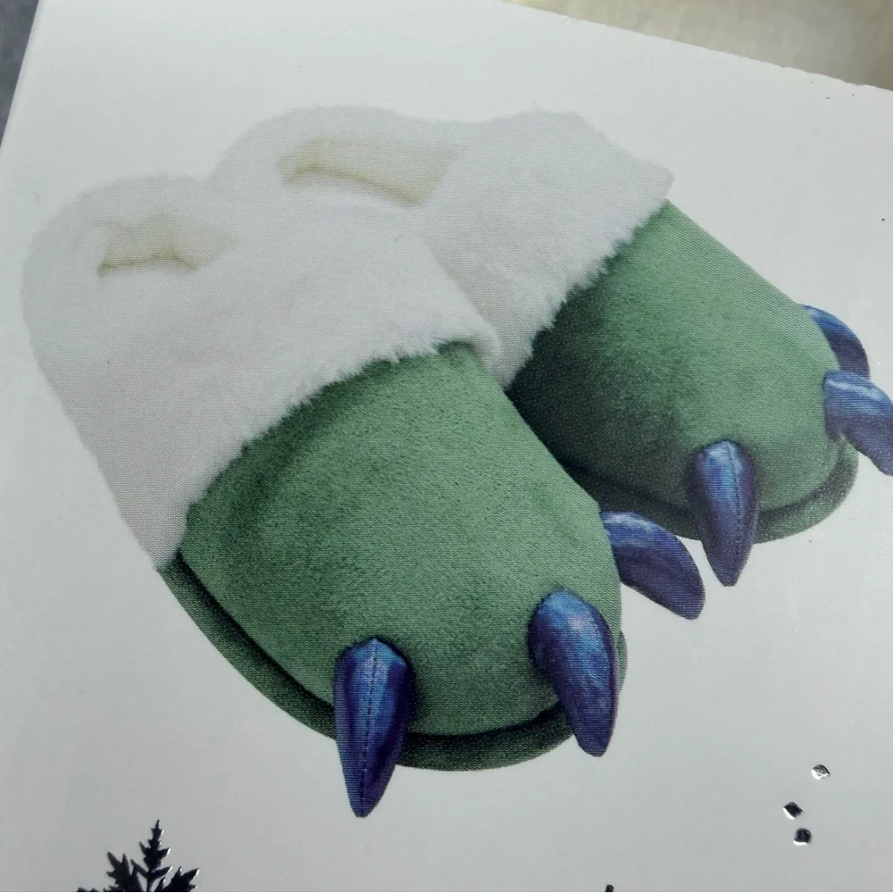 Dino Slippers for Kids - Green and Cream